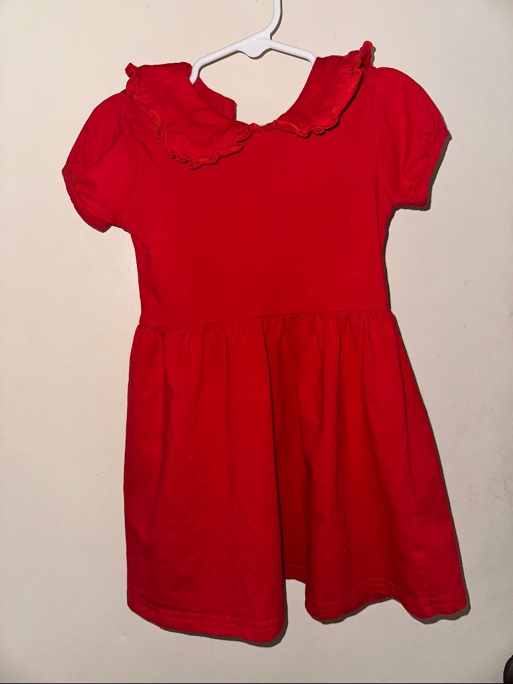 Girls Red Ruffle Collar Dress - Classic Kids Dress